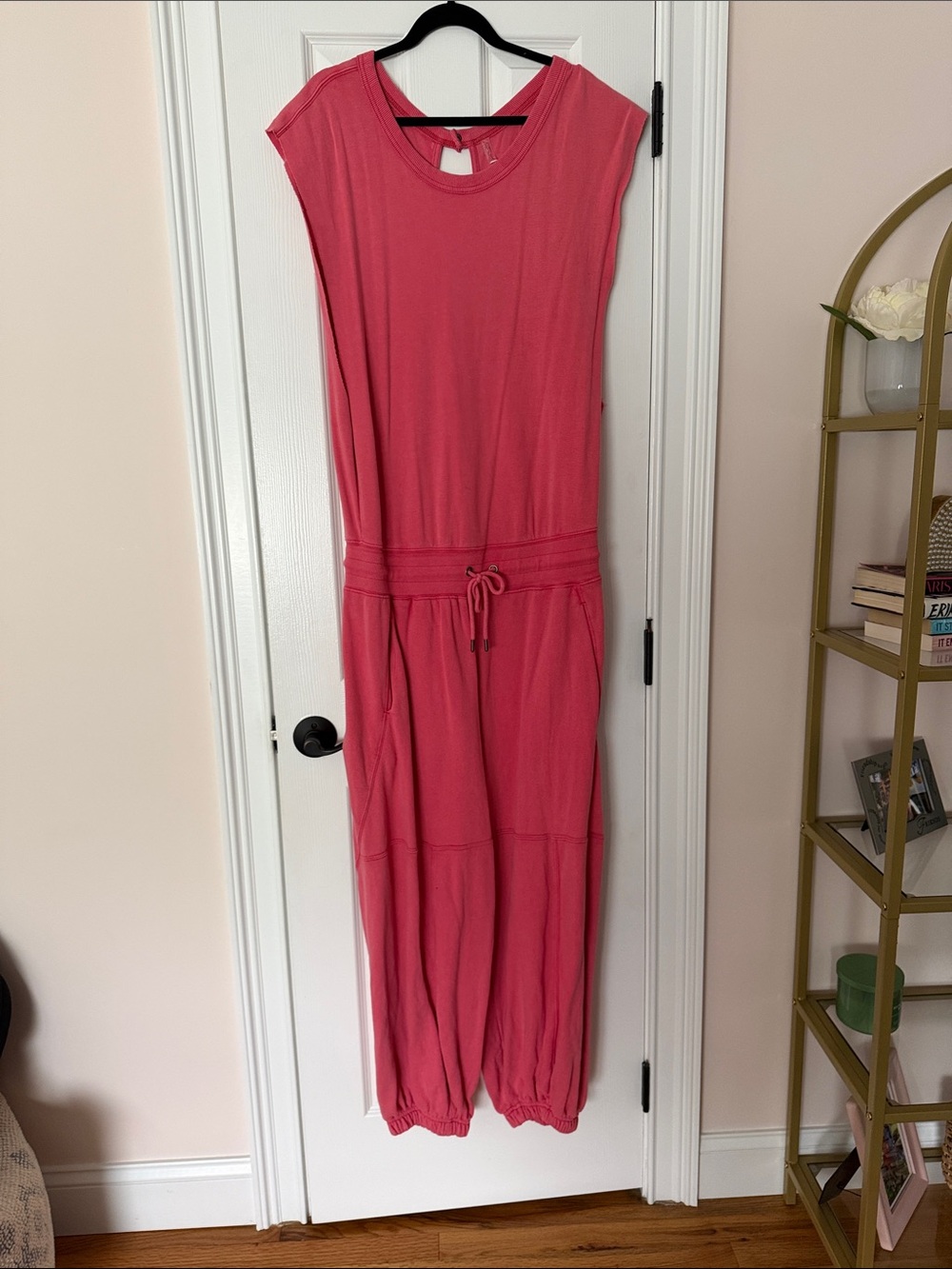 FP Movement by Free People Coral Pink Sleeveless Drawstring Jumpsuit